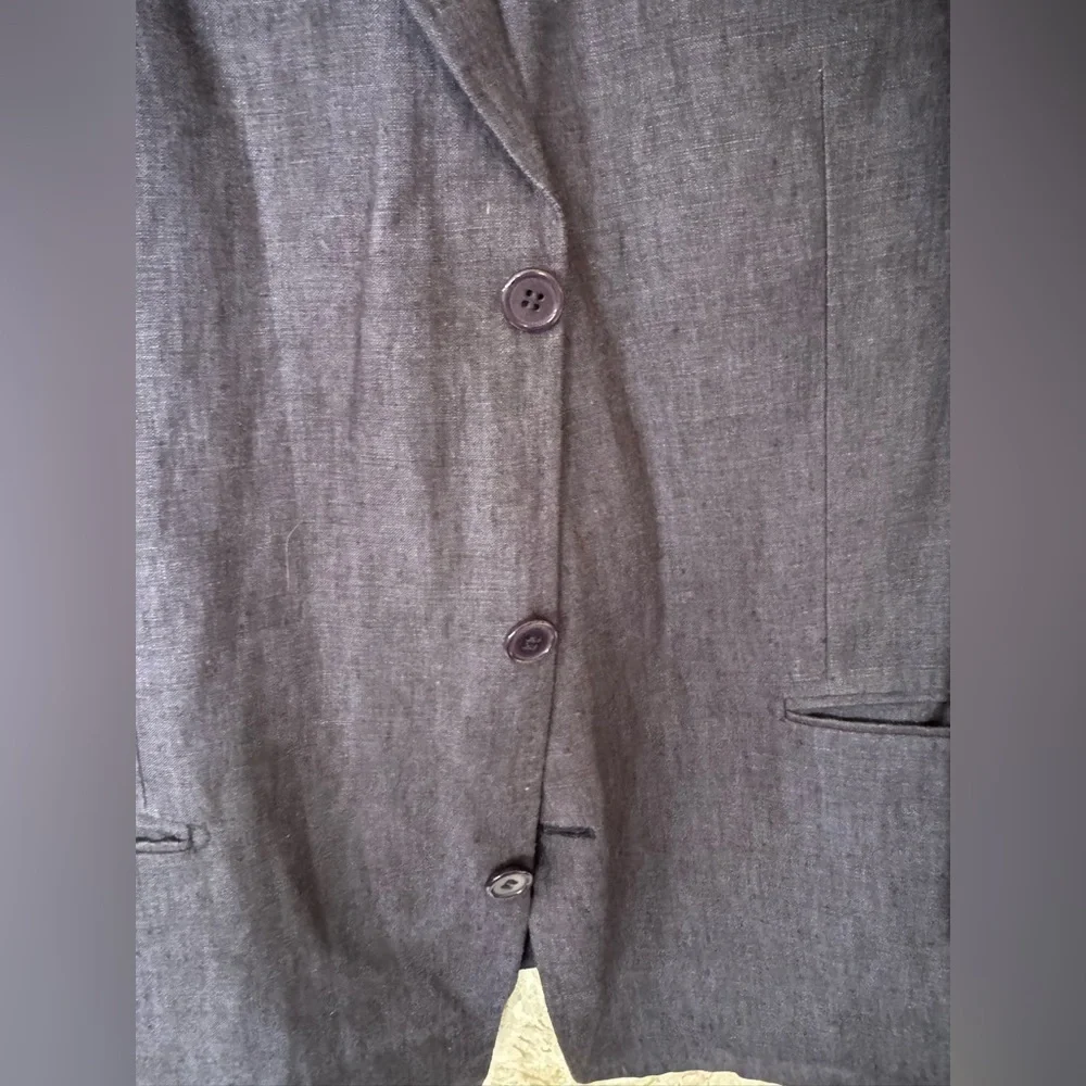 Denim Blue Linen Sport Coat Large Structured Shoulders
